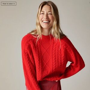 Jcrew cable knit rollneck sweater in super soft yarn in RED

Retails for $128